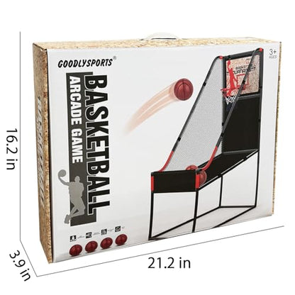 63.7" New Arcade Basketball Game Indoor for Toddlers & Kid 5-7, 8-12 - Basketball Hoop for Kids 3-12 with Wooden Board - Kids Basketball Hoop, Fun Basketball Toys & Gifts for Boys