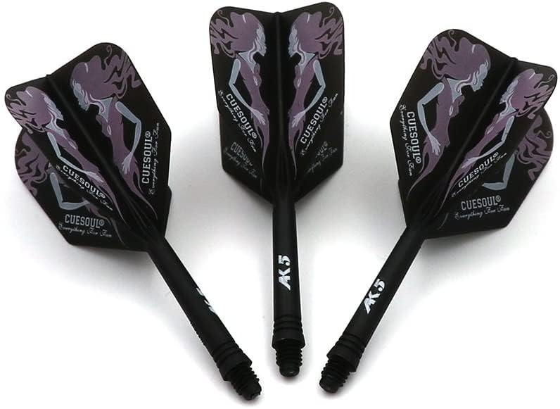 CUESOUL ROST Integrated Dart Flight and Shafts Meduim/Small/Large - color: Black Beauty, size: Size S-21mm
