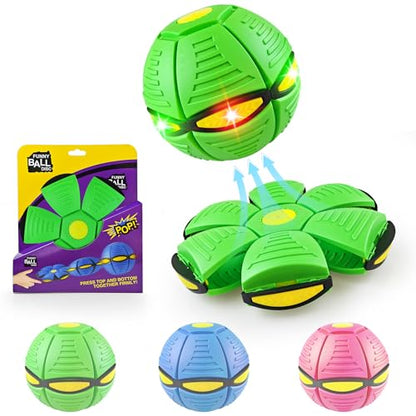 Magic Bouncing Ball 6-Light Dual Form – Pop up, Meta Ball Metaball Transforming Design – Flying Saucer Bouncy – Interactive Bouncing Balls for Parent-Child Interaction – Gift Pack –Green - color: Green