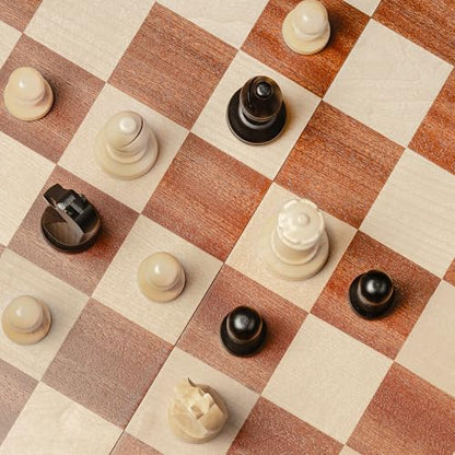 A&A Premium Tournament Chess Set, 19" Wooden Board & 3.75" King Height Staunton Pieces with 2 Extra Queens, Portable Travel Game Set (Natural Mahogany, 19 Inches) - color: Mahogany-o, size: 19 Inches