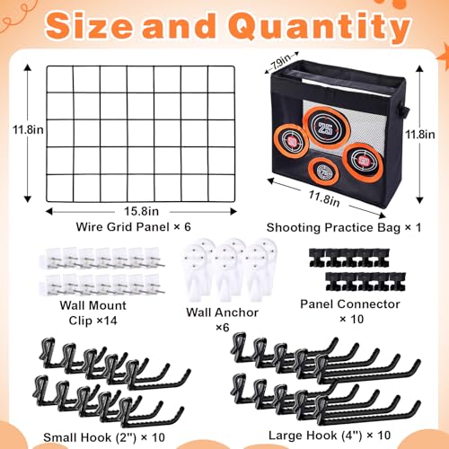 Wall Mount Toy Gun Storage Organizer,Organizer for Toy Guns with Shooting Practice Target Toys Storage Bag and Hooks,Toys Gun Holder Gun Rack for Foam Blasters Guns Accessories Game Room