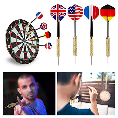 Accmor 12pcs Steel Tip Darts Set, 18 Grams Professional Metal Darts, Metal Tip Darts with 4 Extra Nylon Shafts, 4 Extra Flights in Four Different Patterns