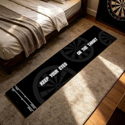 Heavy Duty Dartboard Carpet, Professional Floor Runner, 118.11x13.39in Throwing Track with Distance Marker, Rubber Shield Mat, Oche Toe Line with Lettering Design, Game Room Boundary for Bar Club - size: Floor mat 4