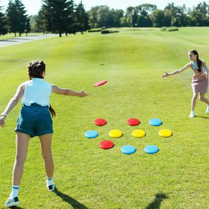 18 Pcs Mini Flying Disc Game Set 4.6" Interactive Adult Outdoor Sport Plastic Flying Disc Yard Outside Fun Toss Game for Beach Lawn Backyard Park Camping Family Outdoor Activities