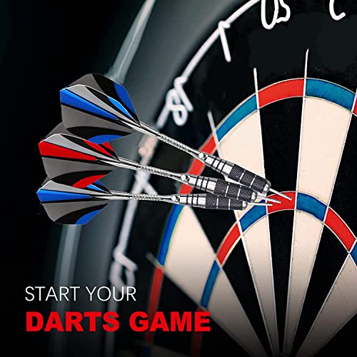 WINSDART Darts Metal Tip Set Professional Metal Darts for Dartboard Steel Tip Darts with Nonslip Iron Barrel Aluminum Dart Shafts,Extra Flights,Dart Sharpener,Gift Box - style: Solid Laser Darts Set