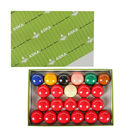 ASKA Billiards Snooker Balls Set, 22 Balls Including a Cue Ball - style: SB01A, Grade A, Set of 22 balls 2-1/4