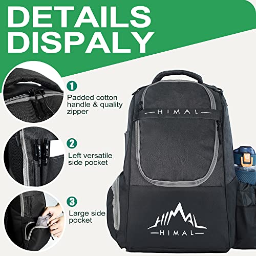 HIMAL HIMAL Disc Golf Bag Holds 22+ Discs, Durable Disc Golf Backpack with Large Capacity, and Multiple Storage Pockets - color: Black