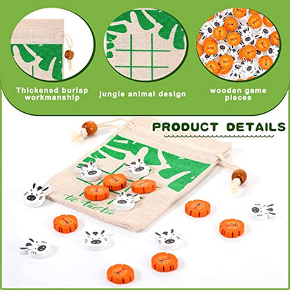 Sotiff 24 Sets Safari Tic Tac Toe Party Favor Games with Drawstring Bags for Boys Girls Classroom Prizes Exchange Gifts - style: Safari