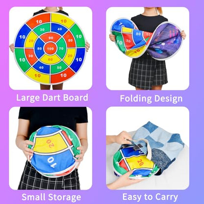 2 in 1 29" Large LED Dart Board for Kids, Kids Dart Board with LED Sticky Balls for Boy Toys, Indoor & Outdoor Sport Fun Party Kids Toys Games,Birthday Gifts for 4-12 Year Old Boys&Girls - style: Universe