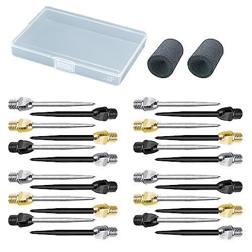 24 Pcs Dart Steel tip Converter Points with 2 Dart Sharpener, 2BA Dart Replacement Tips, Soft Dart Point Conversion Steel Transformation Dart Accessories for Metal Needel Tips Darts-2BA Screw Thread