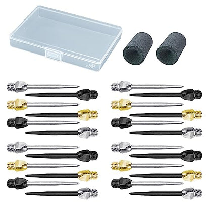 24 Pcs Dart Steel tip Converter Points with 2 Dart Sharpener, 2BA Dart Replacement Tips, Soft Dart Point Conversion Steel Transformation Dart Accessories for Metal Needel Tips Darts-2BA Screw Thread