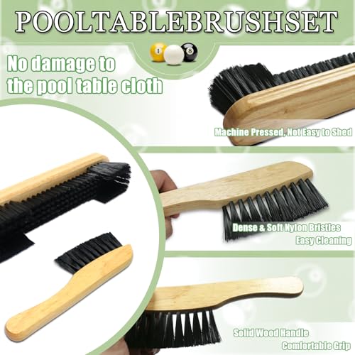 Pool Table Brush Set, Pool Table Brush for Felt & Rail Cleaning, Billiard Table Cleaner Accessories Kit