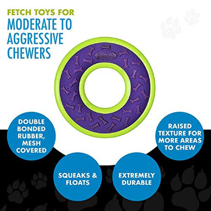 Hero Outer Armor, Fetch Ring Dog Toy, Floats & Squeaks, Purple - style: Ring - Purple