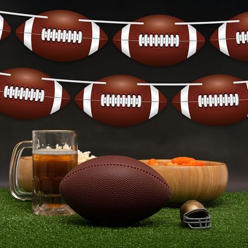 4 Pack Football Party Decorations, 32 PCS Football Cardboard Pre-Assemble Game Day Party Football Banner Garland for Bowl Game Day Sports Themed Party Supplies Birthday Cutouts Banner Decor - style: Football
