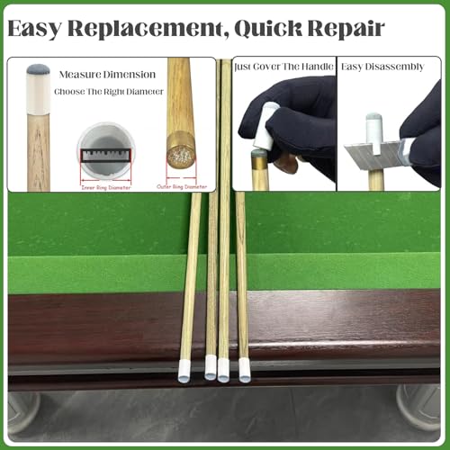 20pcs Slip On Pool Cue Tips, 4 Sizes Pool Queue Stick Tips Replacement Kit, Billiard Cue Sticks Tips Pool Cue Repair Kit Pool Table Accessories (9mm/ 10mm/ 12mm/ 13mm, Each Size 5pcs)