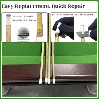 20pcs Slip On Pool Cue Tips, 4 Sizes Pool Queue Stick Tips Replacement Kit, Billiard Cue Sticks Tips Pool Cue Repair Kit Pool Table Accessories (9mm/ 10mm/ 12mm/ 13mm, Each Size 5pcs)