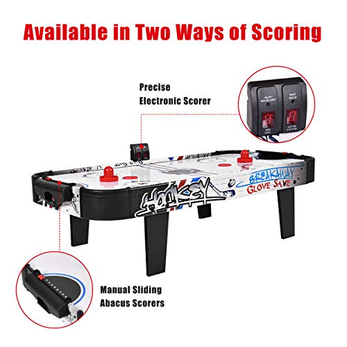 Goplus Air Hockey Table, 42 Inch Tabletop Air Hockey Game with LED Scoreboard, 2 Pucks, 2 Pushers, Powerful Motor, Indoor Arcade Table Gaming Set for Kids Gift