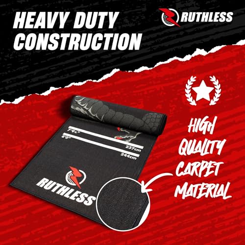 RUTHLESS Darts Mat | Heavy Duty Non Slip Durable Carpet Dart Mat for Floor Black - style: Dragon