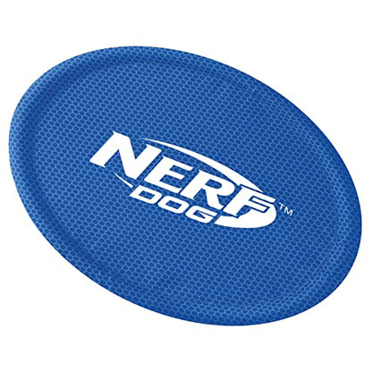 Nerf Dog Nylon Flyer Dog Toy, Flying Disc, Lightweight, Durable and Water Resistant, Great for Beach and Pool, 9 inch diameter, for Medium/Large Breeds, Single Unit, Blue - color: Blue - 1 Pack