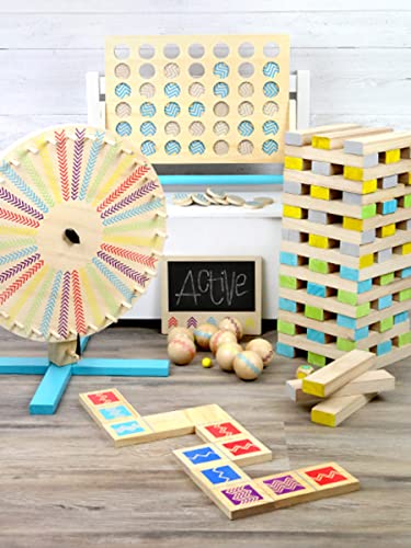 Small Foot 12027 Wobble Tower XXL Active Made of FSC 100% Certified Wood, Outdoor Family Game, from 3 Years Multi-Coloured - style: Wobble Tower XXL
