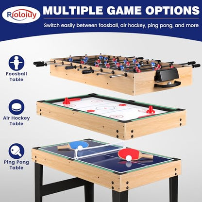 12-in-1 Game Table - 48" Combo Game Table, Ping Pong Table, Foosball Table, Air Hockey Table, Pool Table - Sports Arcade Games with Accessories - Ideal for Game Rooms and Family Game Nights!