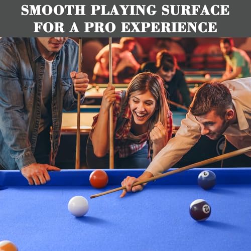 Pool Table Set with 2 Sticks 16 Balls Triangle Chalk Brush, Portable Wooden Billiards Game Table for Kids, Indoor Family Party Game Room and Playroom Fun - color: 54 Inch-blue