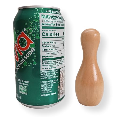 Wooden Shuffleboard Bowling Pin Set with Red Ball – 10-Piece Mini Bowling Pins, Solid Wood Tabletop Game Accessory, 3.8" Tall Pins for Adults and Teens