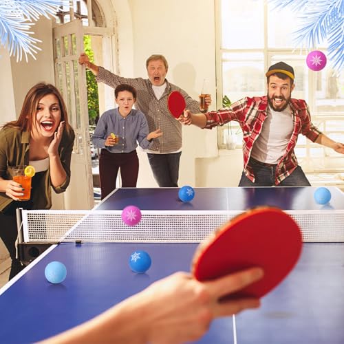 Soulchen Christmas Table Tennis Balls Bulk 40 mm Xmas Table Tennis Ball Novelty Funny Snowballs Toys Accessories for Christmas Game Birthday Gift Xmas Party Decorations