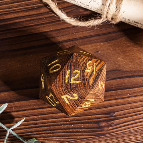50mm Wooden D20 Dice Polyhedral 20 Sided Dice for D&D Role Playing Games and Other Tabletop Game - color: D20 Garapa