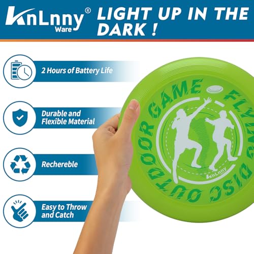 KnLnny Ware LED Flying Disc for Outdoor Games - color: Green-with Light