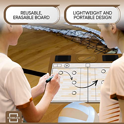 Dry Erase Volleyball Coaching Board 15x10.5” with Rotation Wheel – Includes 2 Markers, Whiteboard for Coaches, Equipment & Accessories, Ideal Coach Gift