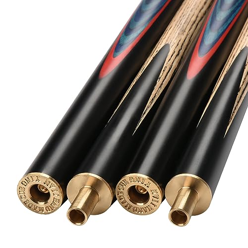 57" 3/4 Jointed Billiard/Pool/Snooker Cue Set 5 Face-Spliced Ash Shaft with A Leather Cue Case - color: Blue Flames Butts