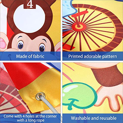 Blulu Carnival Toss Games Banner with 3 Bean Bags Halloween Carnival Game for Kids and Adults Circus Theme Party Decorations for Birthday Family Fun Throwing Indoor Outdoor - style: Circus Animal