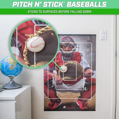 GoSports Pitch N' Stick Kids Baseball Pitching Game - Choose Between Wall Poster Game Set or 4 Replacement Sticky Ball Baseballs - style: Without Target