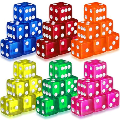 Seenelling 36 Piece 19 mm Casino Style Craps Dice Sets Acrylic and Translucent D6 Dice, Square W/Rounded Edge for Casino, Craps, Table Games and Board Games (Fresh Color) - color: Fresh Color