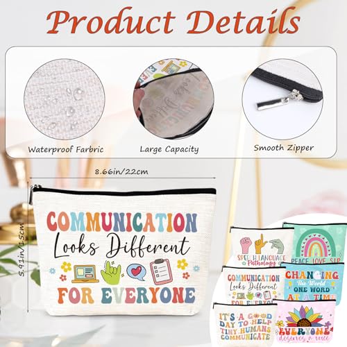 Speech Therapy Gifts for Women - 6Pcs Speech Therapist Makeup Bags, SLP Cosmetic Bag with Zipper, Speech Language Pathologist Thank You Appreciation Christmas Gradaution Birthday Gifts - color: 6pc slp