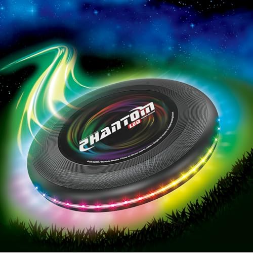Flying Disc with Million Colors, 10.6 Inch 13Lighting Modes 41 Bright Waterproof Flying Ring,Camping for Kids Teens Adults Boys Girs, Perfect forAges 6+, Gift for Kids, Black