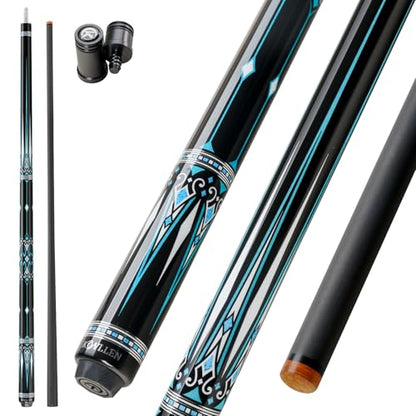 KONLLEN Carbon Fiber Pool Cue Stick 58-inch Professional Pool Sticks for Adults Full Carbon Technology Low Deflection Pool Cue Billiard Cues with 12.5mm Tip (Easy to Control, Pro Taper, Ultra-Smooth) - color: 004 blue