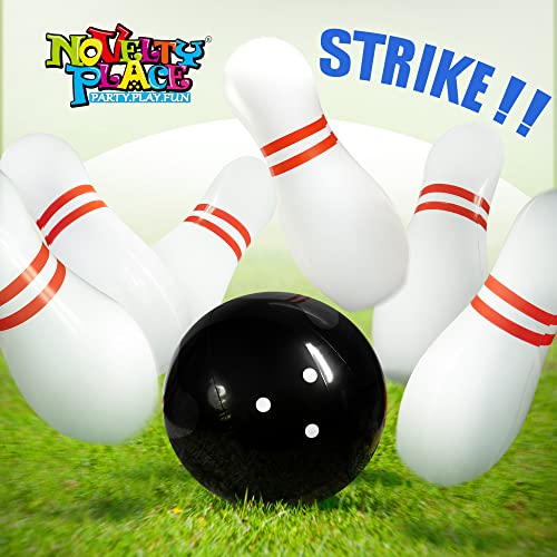 Novelty Place Inflatable Giant Bowling Game for Family - 14" Ball & 6 Oversized 22" Pins, Blow Up Yard Game Set for Backyard Camping Beach Indoor Playroom, Portable Easy Setup Party Activity