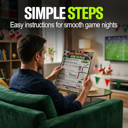 2026 World Cup Goal Minute Pool Game (37x26cm) – Soccer Tournament 100 Square Board - 10 Sheet Set Select Random Numbers - 4 Goal Tracking Prize Pool