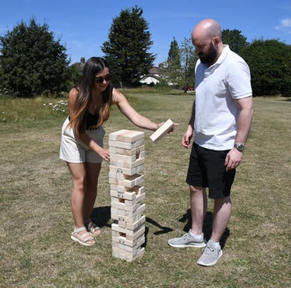 Masters Giant Tumble Tower - Mango Wood - 81cm | Can grow to 1.5m - XL Giant Garden Game for Adults - 54 Wooden Toppling Blocks - Stacking Game - Outdoor Party Game