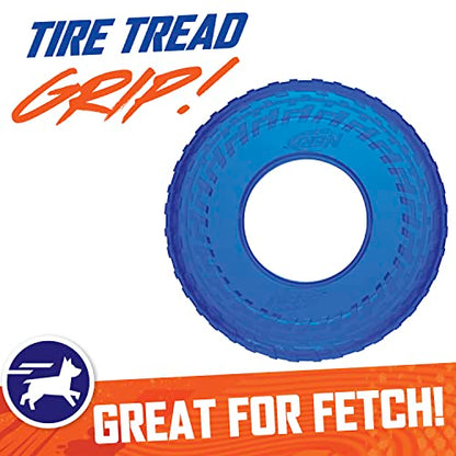 Nerf Dog 10in Enhanced Translucent TPR Tire Flyer - Blue,Medium Breeds - color: Translucent Blue, size: 10 Inch