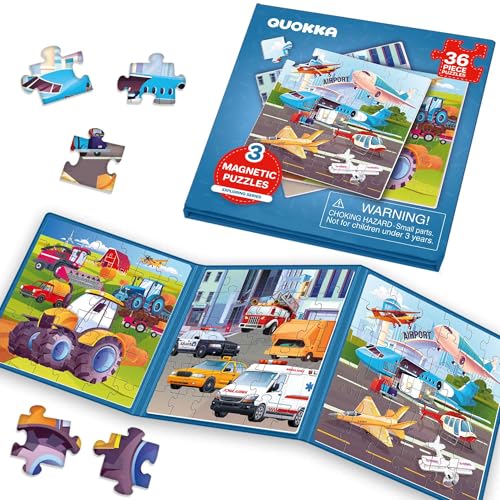QUOKKA Magnetic Puzzles for Kids Ages 4-6 – 36 Pieces Sudoku Toddler Puzzles Ages 2-4 – Travel Games for Kids 3-5 – Learning Transport Toddler Travel Toys – Car Airplane Road Trip Games for Boys&Girls - style: 8. TRANSPORT 24 PCS