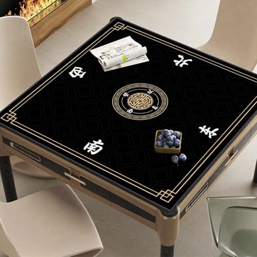 Mahjong Mat, Non-Slip Noise Reducing Game Mat, 31.5 Inch Mahjong Table Mat,Mahjong Mat with Cloth Bag and Carton Storage,Suitable for Mahjong, Dominoes, Solitaire and Other Games. (Black) - color: Black