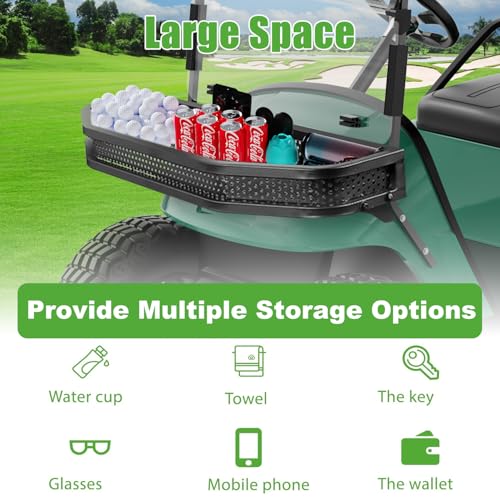 10L0L Golf Cart Front Cargo Basket for EZGO TXT/RXV、Club Car DS/Precedent、Yamaha G22/G29 - Heavy-Duty Steel Mesh Storage Rack, Gas/Electric Compatible - color: EZGO TXT