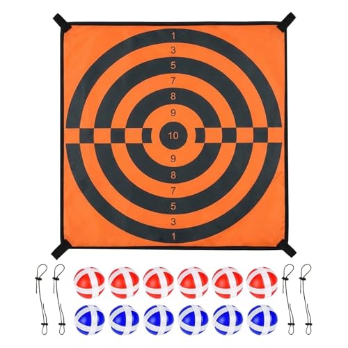 Trampoline Dart Board Toys – Plush Cloth PP 72x72cm | Interactive Adhesive Game Set | Kids Dart Board Sticky Ball Target Wall Game Trampoline Accessory for Home Garden Park Training Club Use