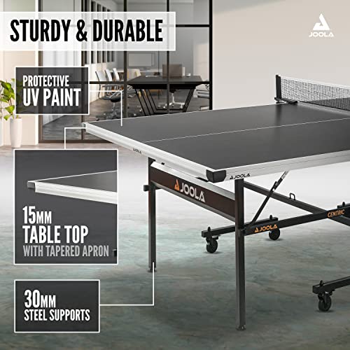 JOOLA Inside Professional MDF Indoor Ping Pong Table with Quick Clamp Table Tennis Net and Post Set - 10 Minute Easy Assembly - Tournament Quality - Foldable with Single Player Playback Mode - color: 15mm Grey