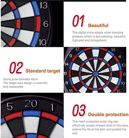 Electronic Dart Board, Electronic Dartboard, Classic Darts for 16 Players, Darts Game with LED Display, Including 6 Soft Darts and 24 Dart Heads for Indoor and Outdoor Garden Office Gifts