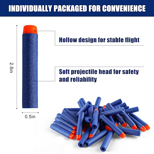 Pokiiulk Refill Darts 150 Pcs Bullets Ammo - Compatible with Nerf Guns N-Strike Elite Series - Refill Darts Premium Foam Bullets Pack for Boys Party Favors(Blue) - color: 150 DARTS
