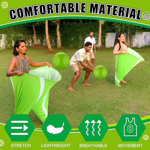 Jenaai Granny Pants Game Set Funny Outdoor Yard Games for Adults Giant Pants Toss Game with 12 Bouncy Balls 2 Pumps Backyard Lawn Party Games for Family Reunion BBQ Birthday - style: Tennis
